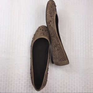 Stuart Weitzman Brown Suede Ballet Flats w/ Studs